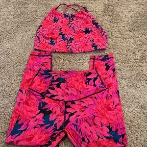 Victoria’s Secret Floral Pink and Blue Activewear Set